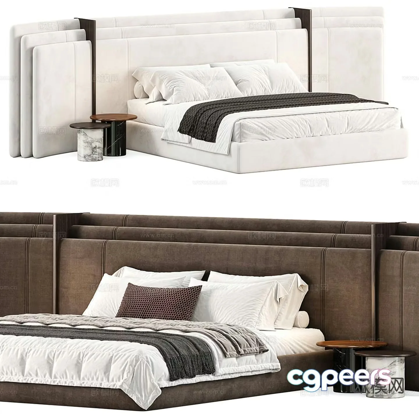 Italian double bed 3d model