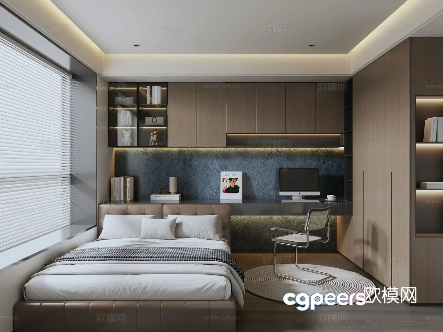 Modern Italian tatami bedroom 3d model