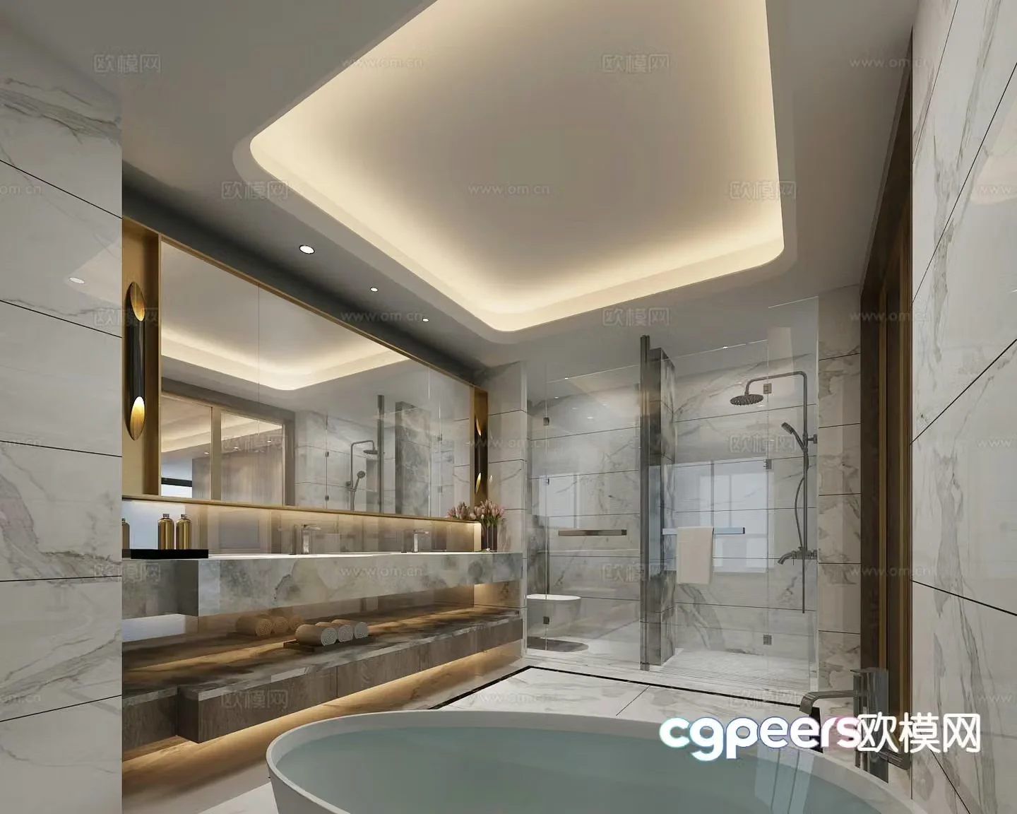 Light luxury bathroom bathroom 3d model