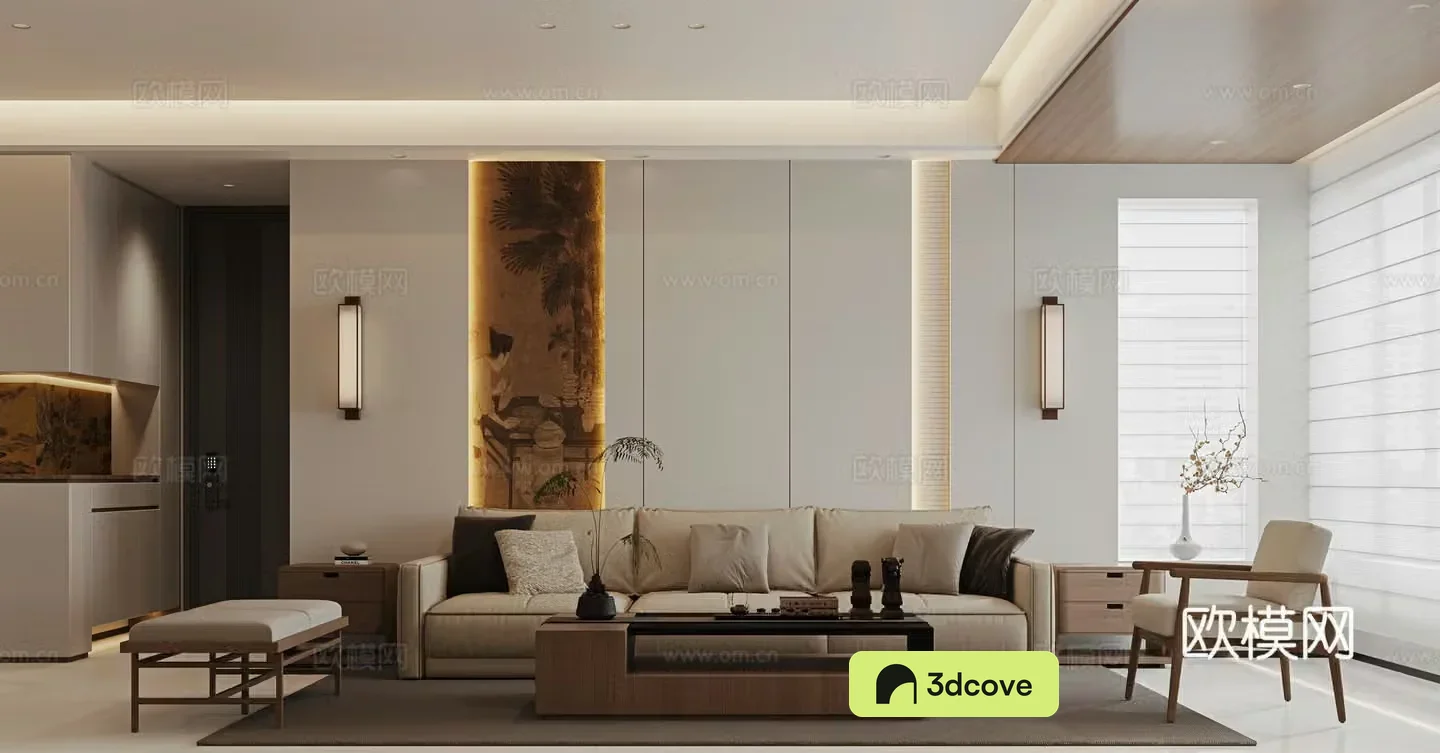 New Chinese style living room sofa background