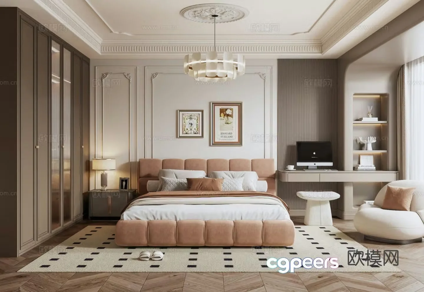 French retro bedroom master bedroom 3d model