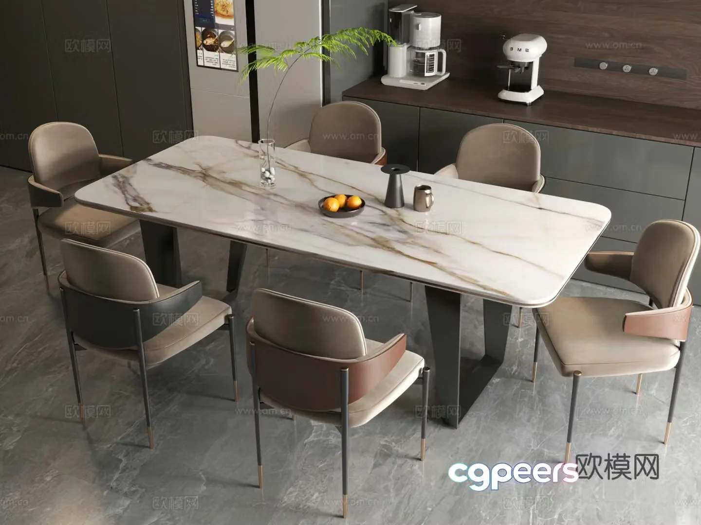 Modern dining table Italian dining table Modern Italian restaurant Dining table Dining table Dining chair 3d model