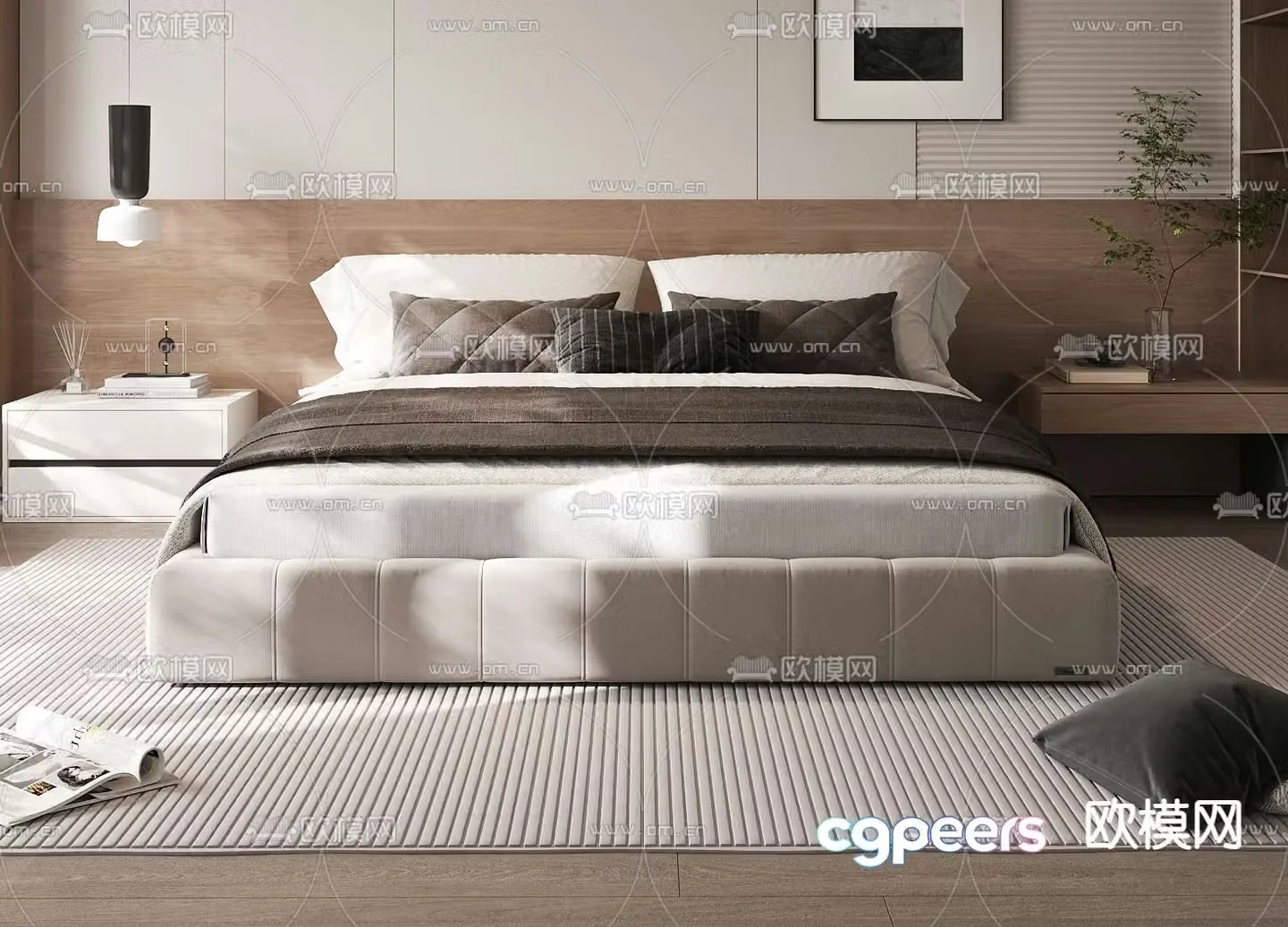 Modern double bed 3d model