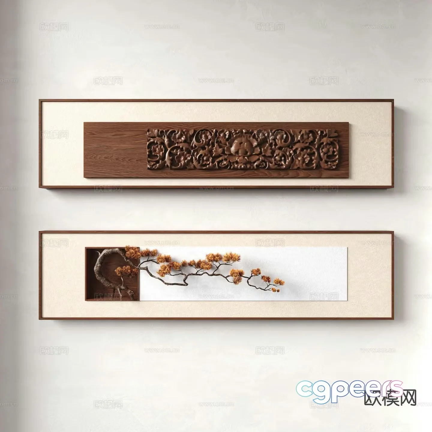 New Chinese style decorative painting hanging 3D model