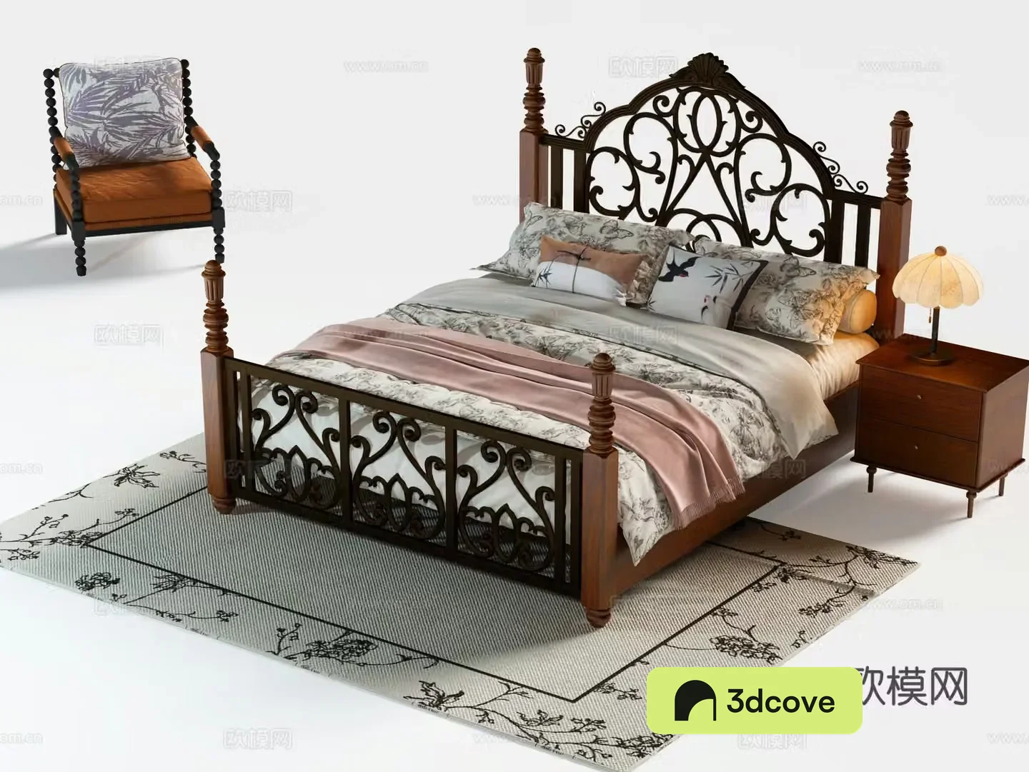 American double bed iron bed