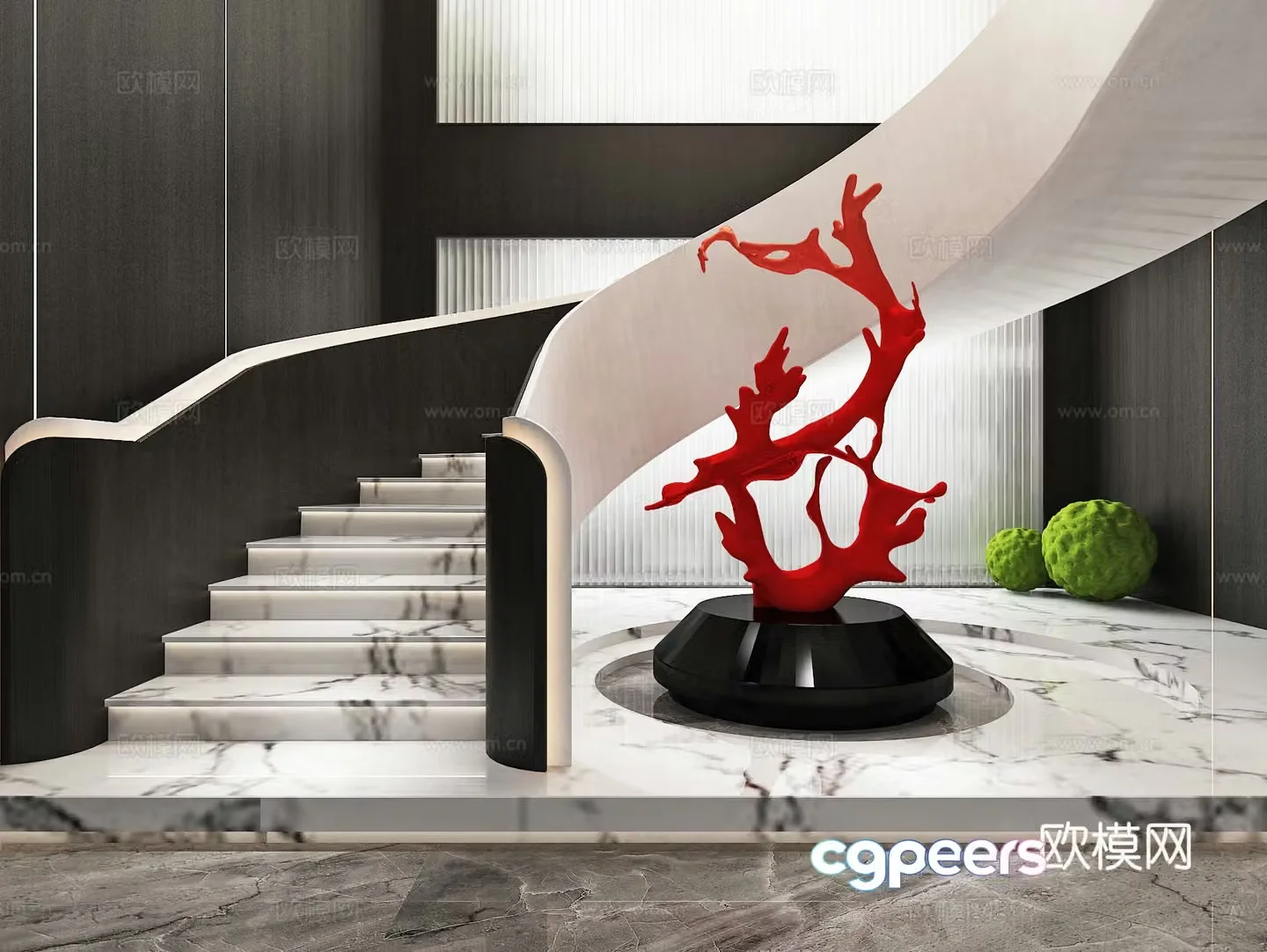 Stairwell Handrail Beauty Instrument Sculpture Landscape 3D Model