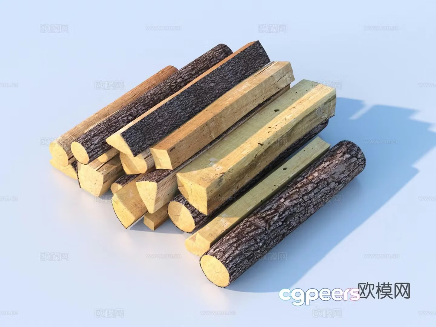 wood plank wood firewood wood pile 3d model