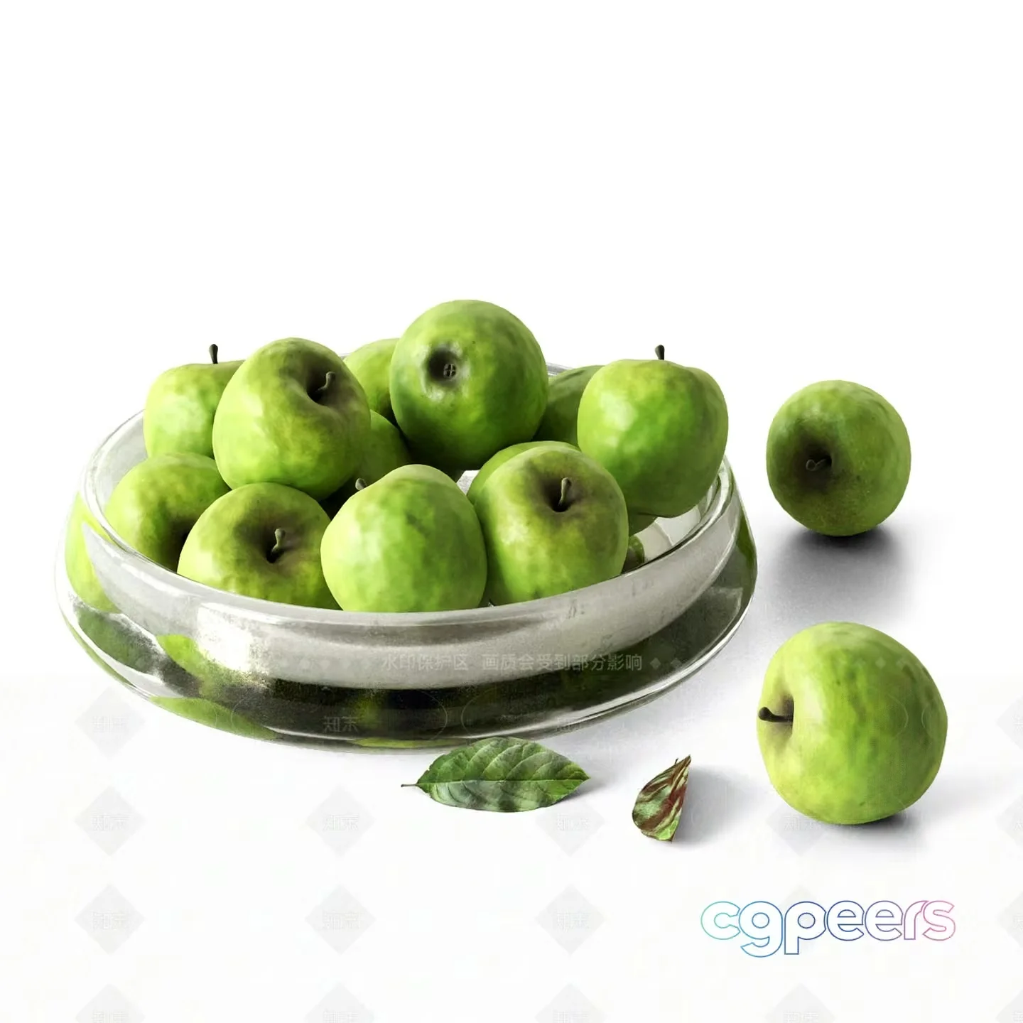 A Bowl Of Green Apples 3D Model – 9092 – VRAY Render
