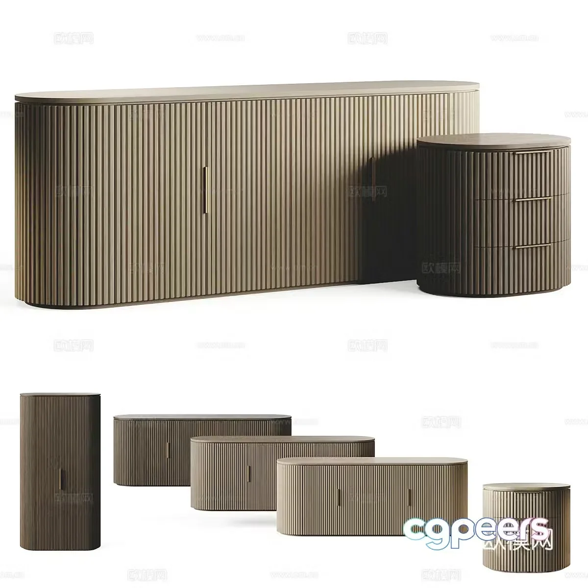 Modern Italian RH BYRON side cabinet combination 3D model