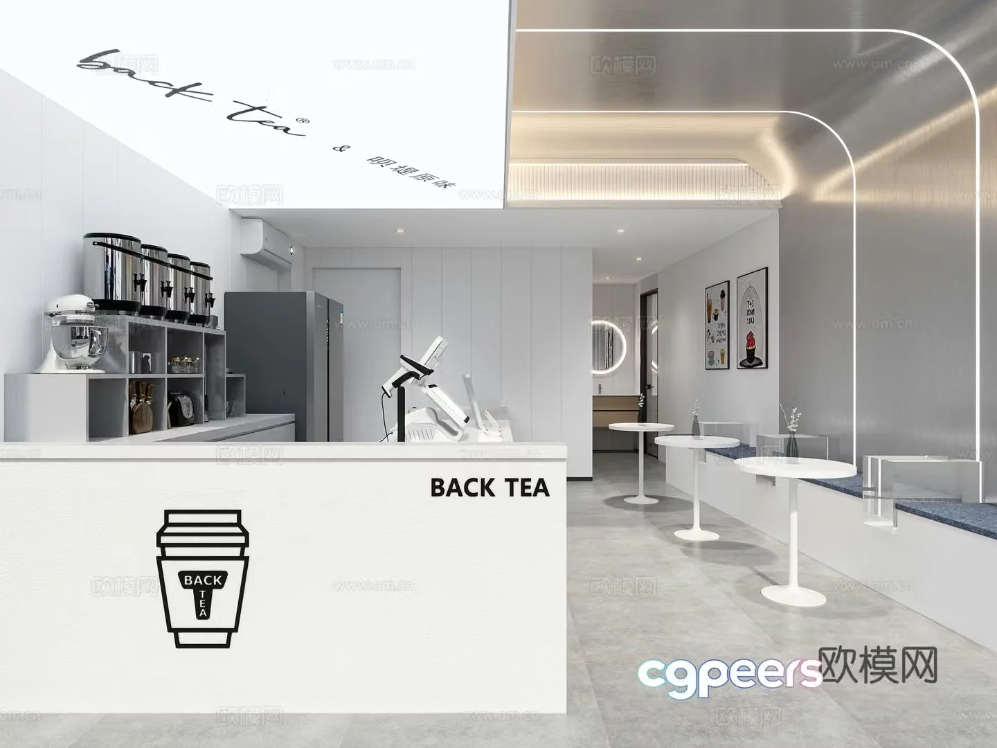 Modern milk tea shop 3d model