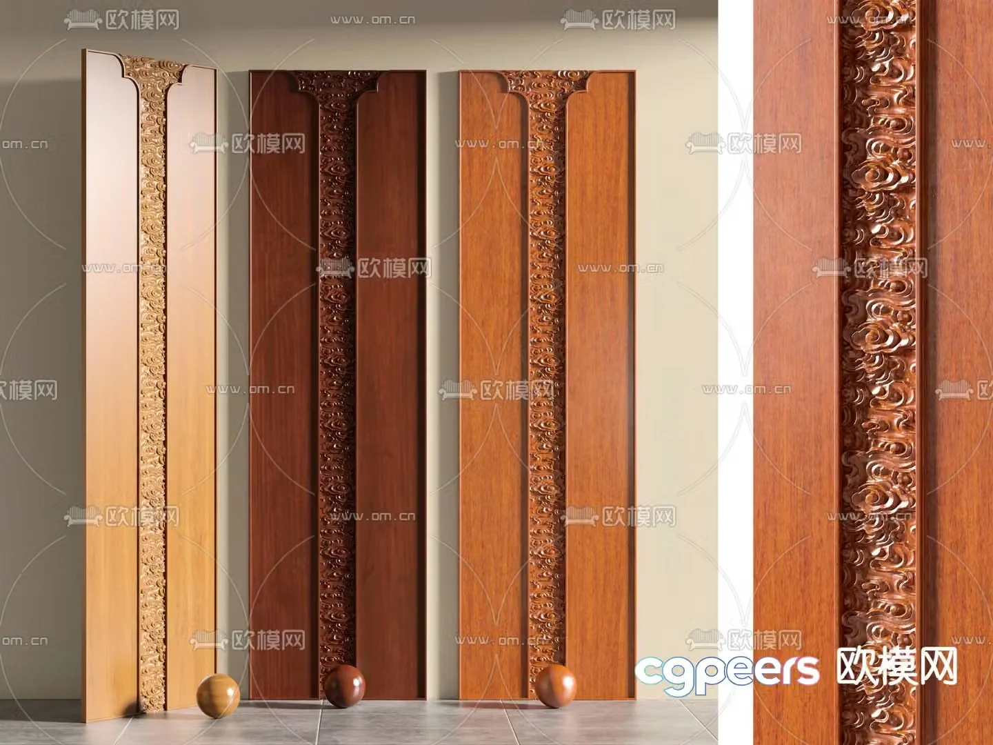 New Chinese style wainscot Xiangyun carved board 3D model