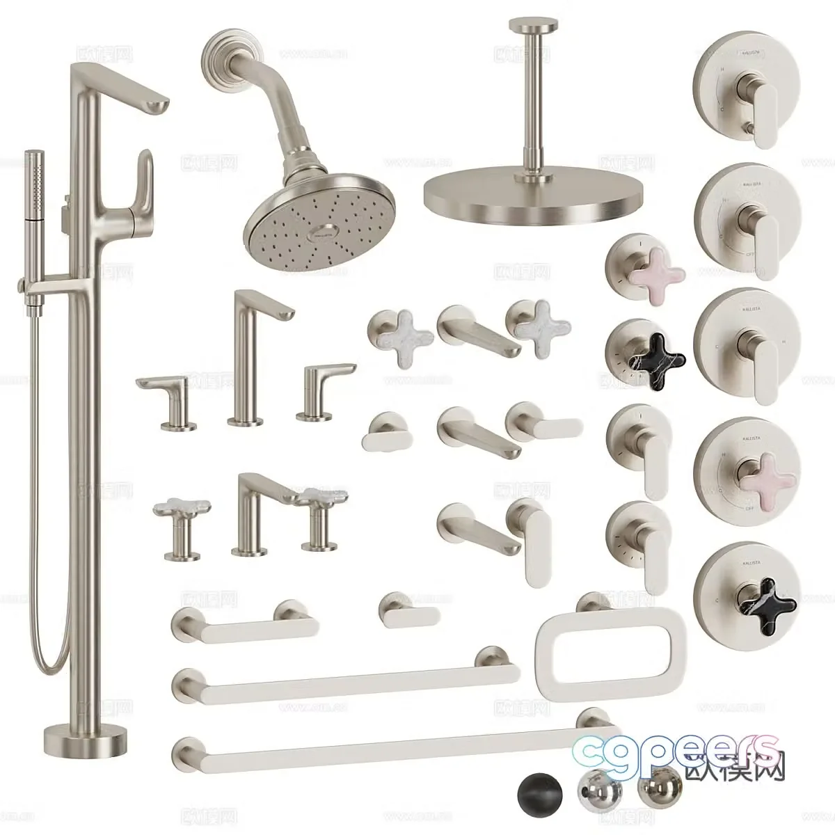 Modern Italian light luxury Kallista shower faucet 3d model