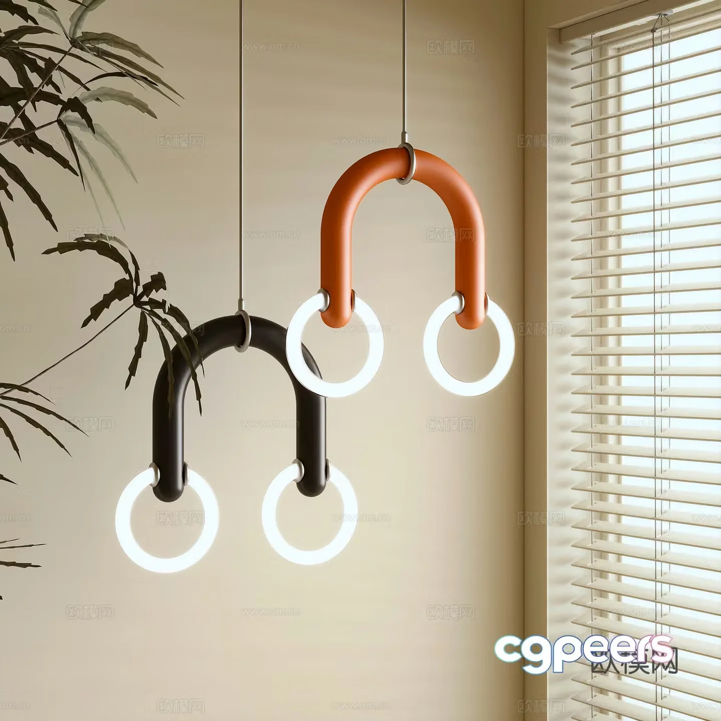 Modern Chandelier Dopamine Lamp 3D Model