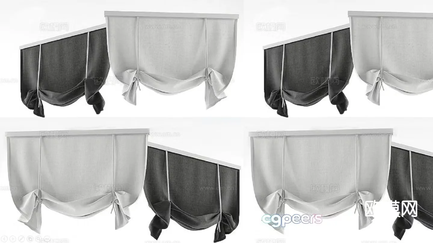 Modern roller blinds fabric curtains blackout curtains 3d model
