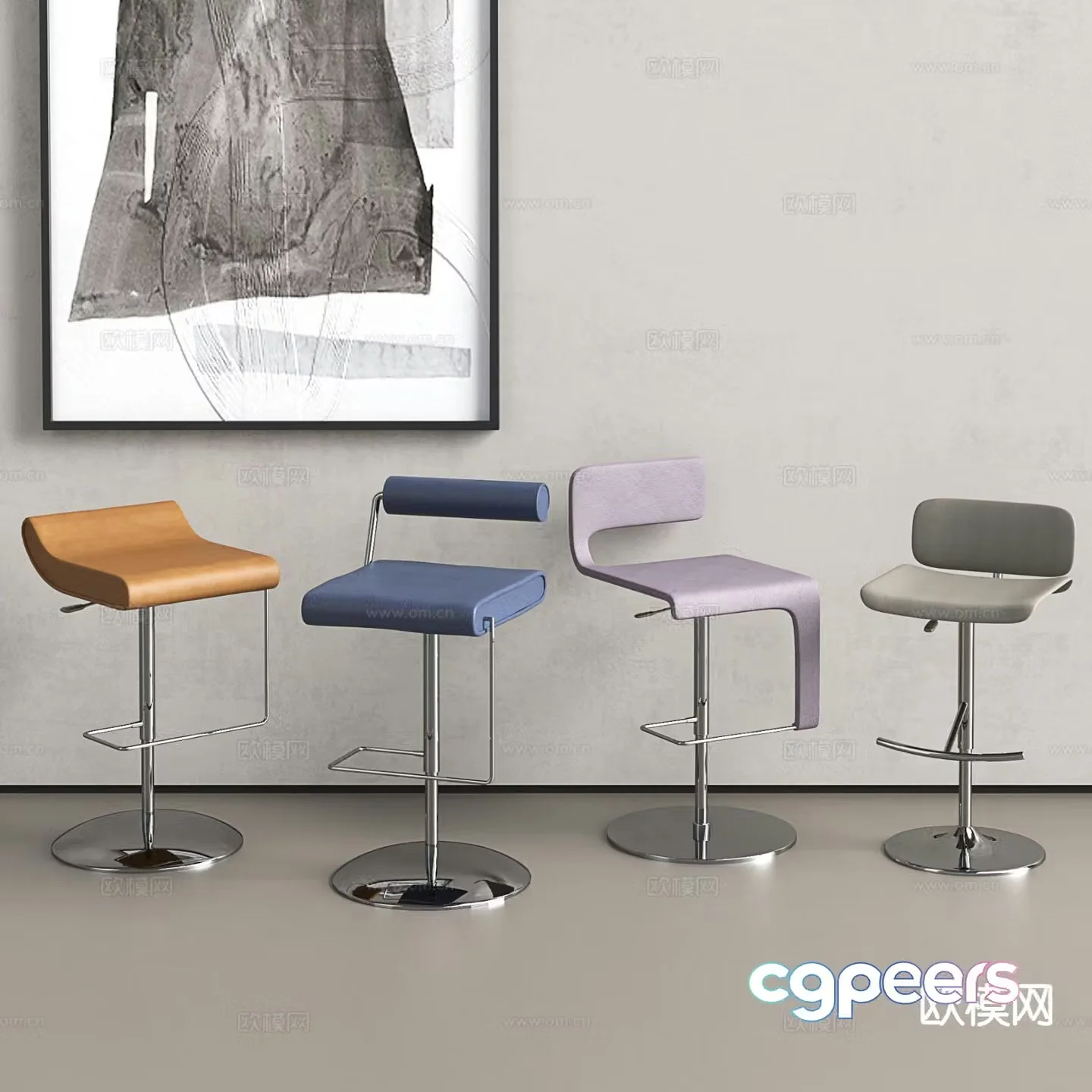 Modern bar stool bar stool high stool 3d model