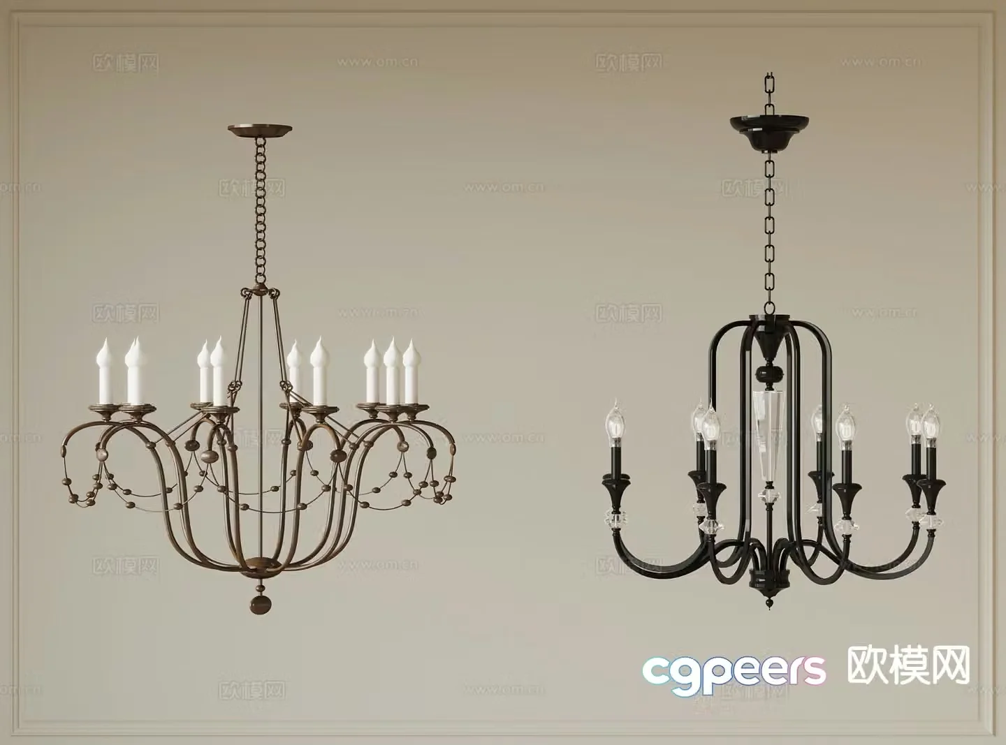French Chandelier Hall Chandelier 3D Model