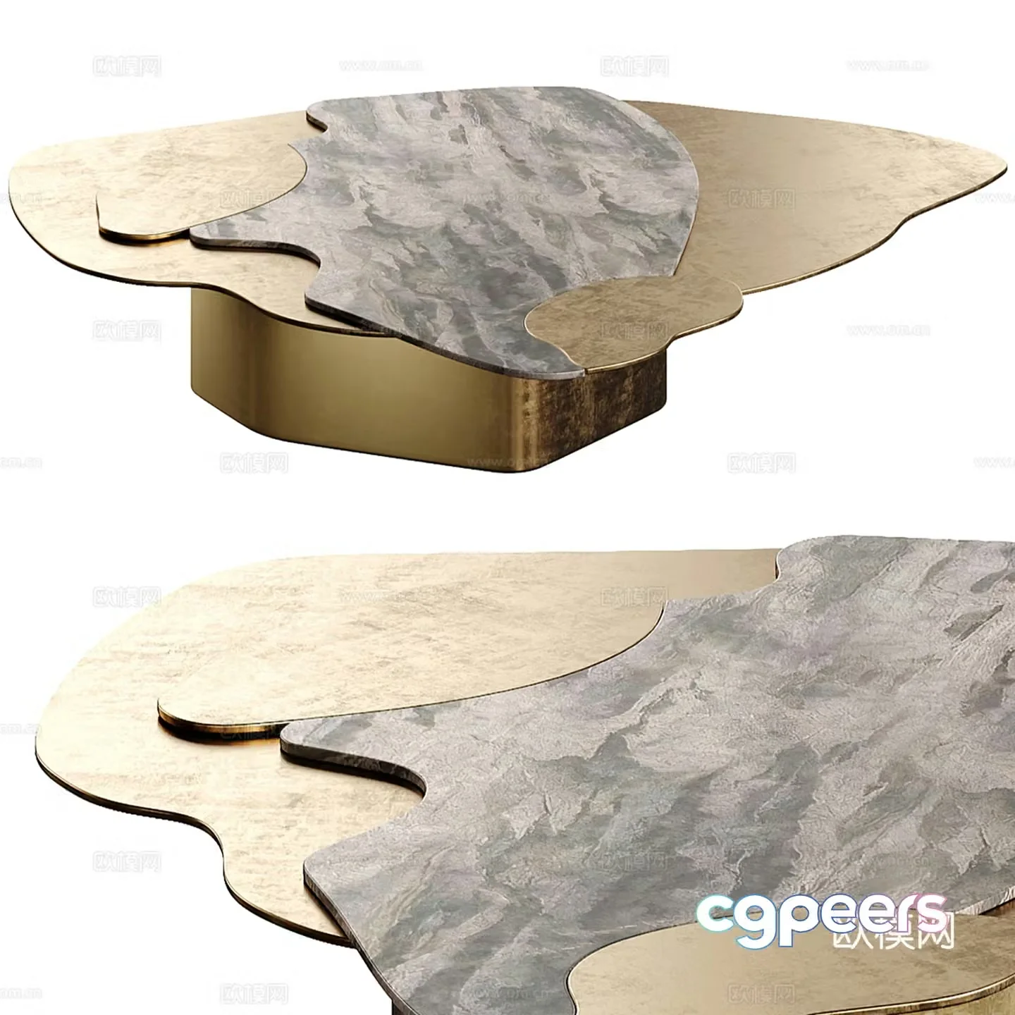 Light luxury special-shaped coffee table 3D model