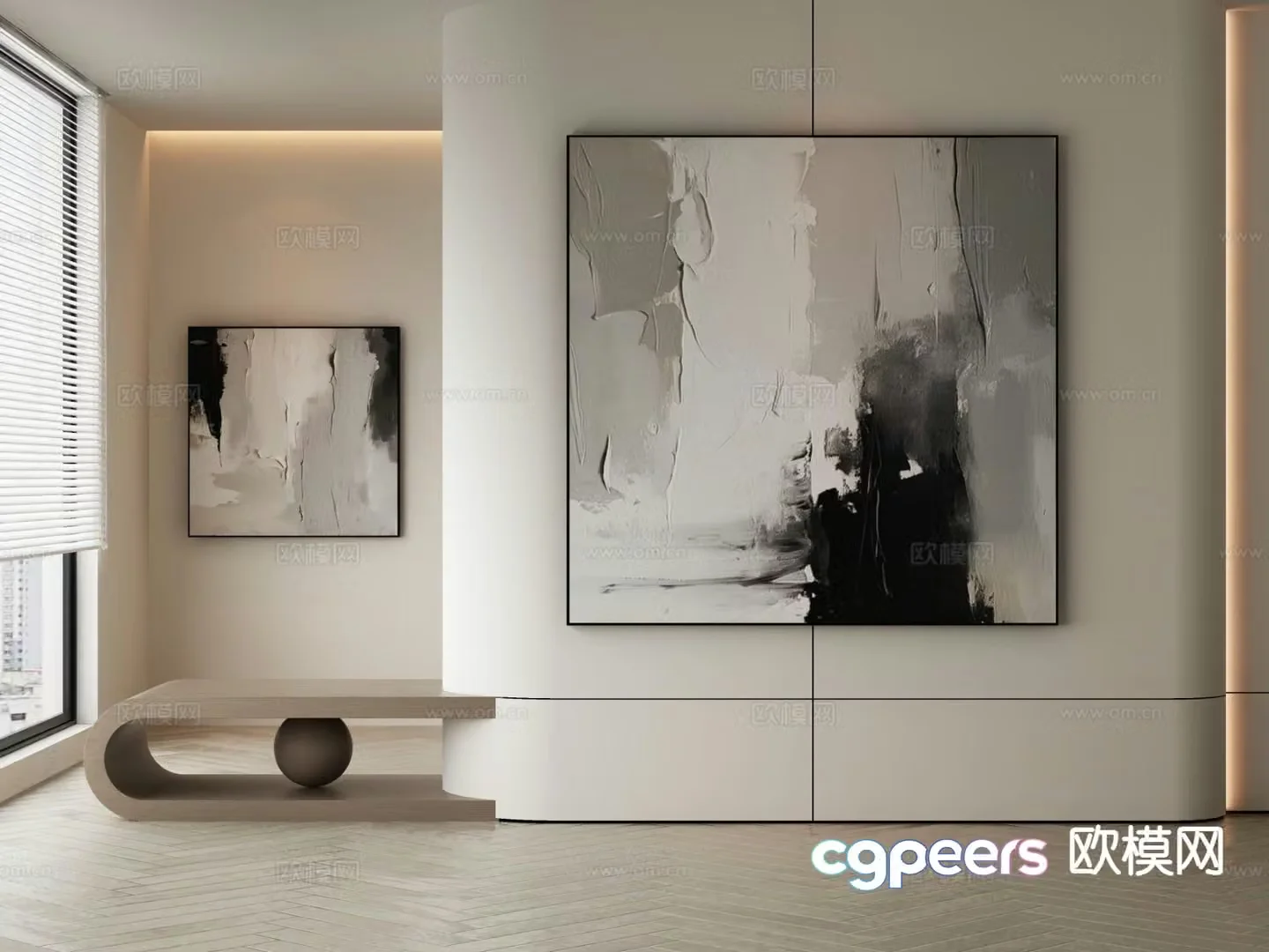 Wabi-sabi painting texture painting decorative painting hanging painting 3D model