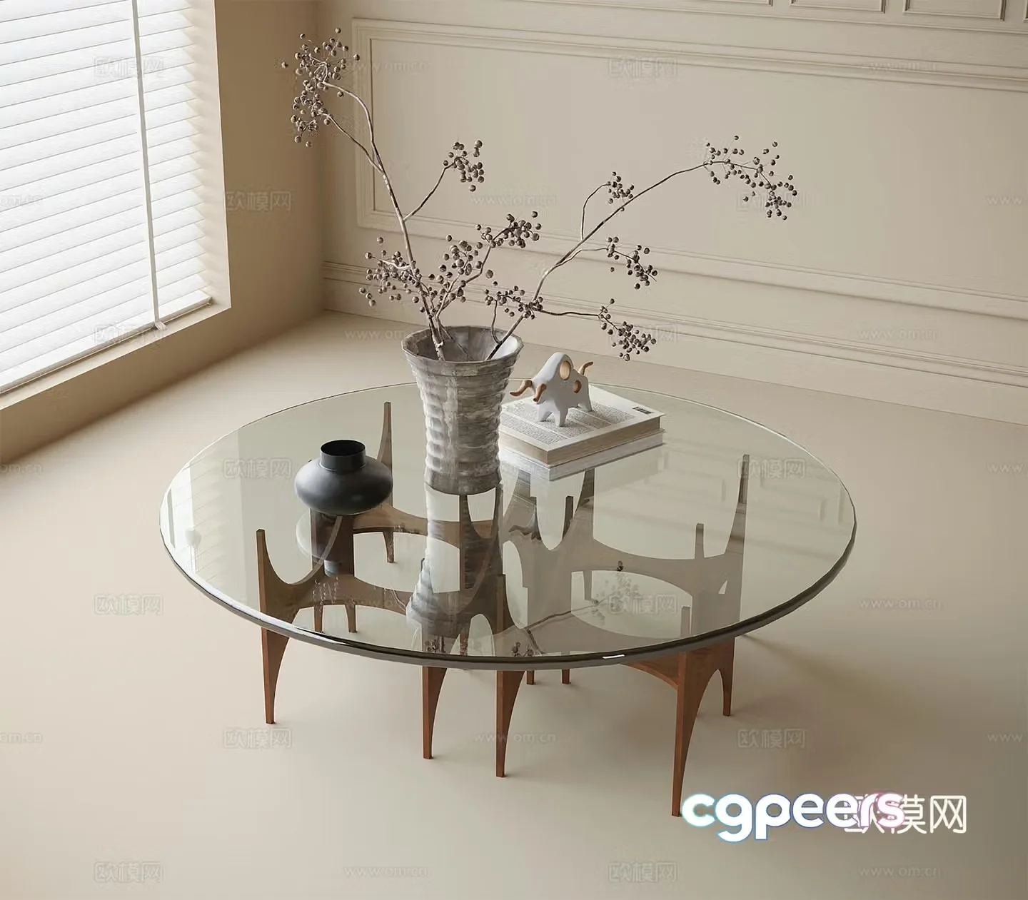 Modern glass coffee table round coffee table 3d model