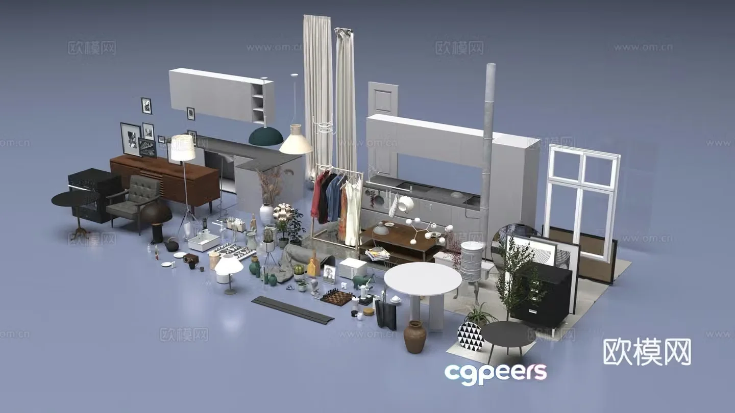 Interior furniture decoration 3d model