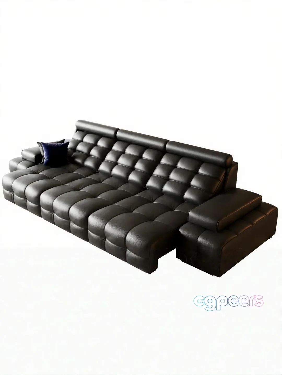 A Black Leather Sofa 3D Model – 3552 – VRAY Render