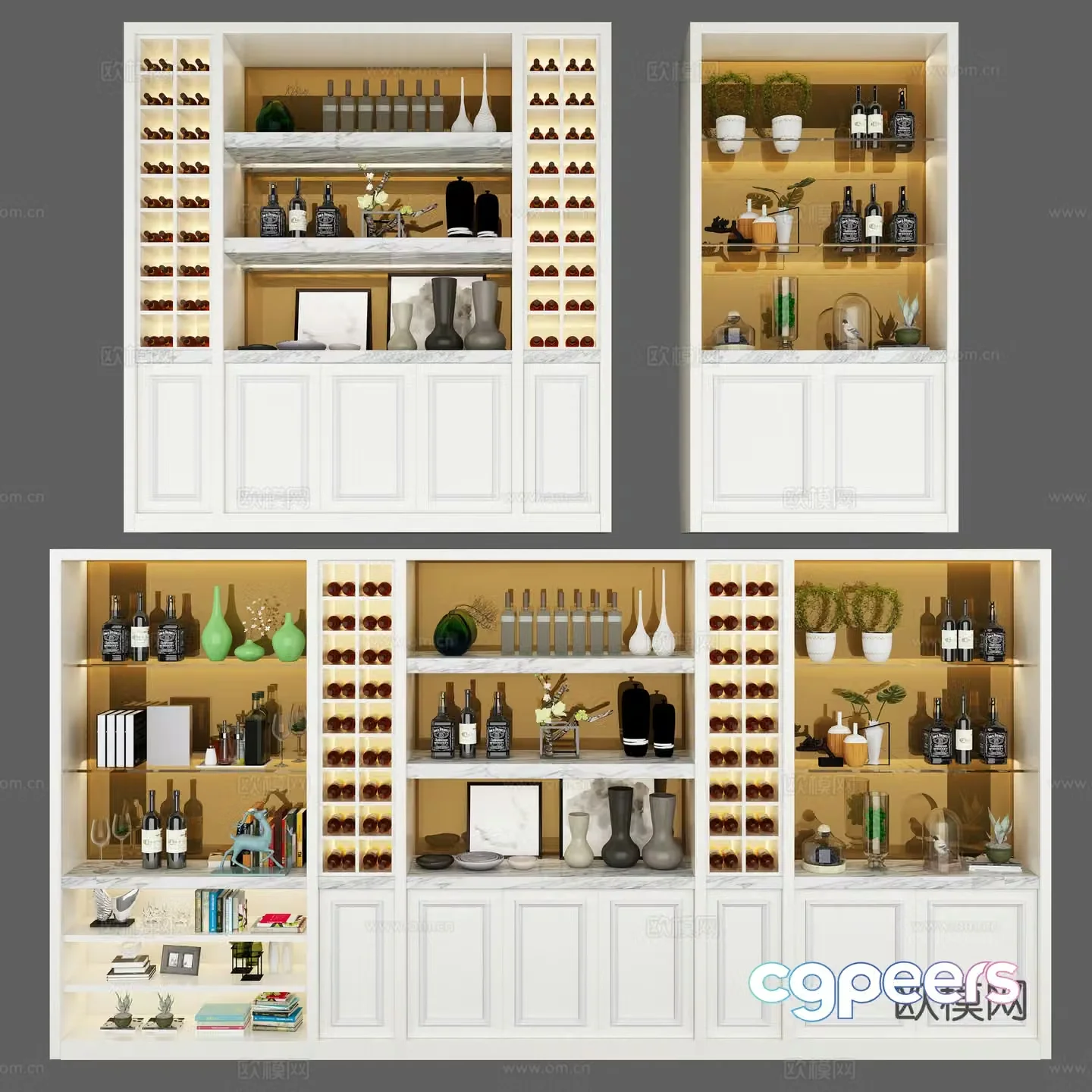 Modern wine cabinet combination 3D model