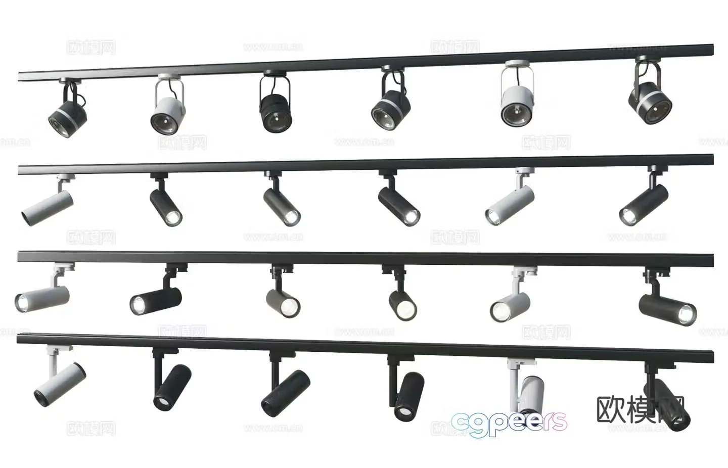 Surface mounted downlight spotlight track light 3d model