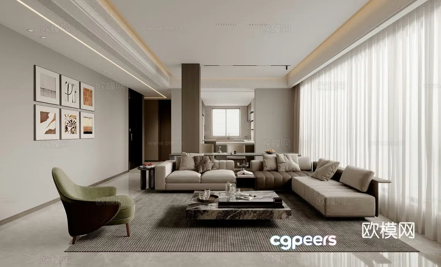 Modern living and dining room sofa single chair 3d model