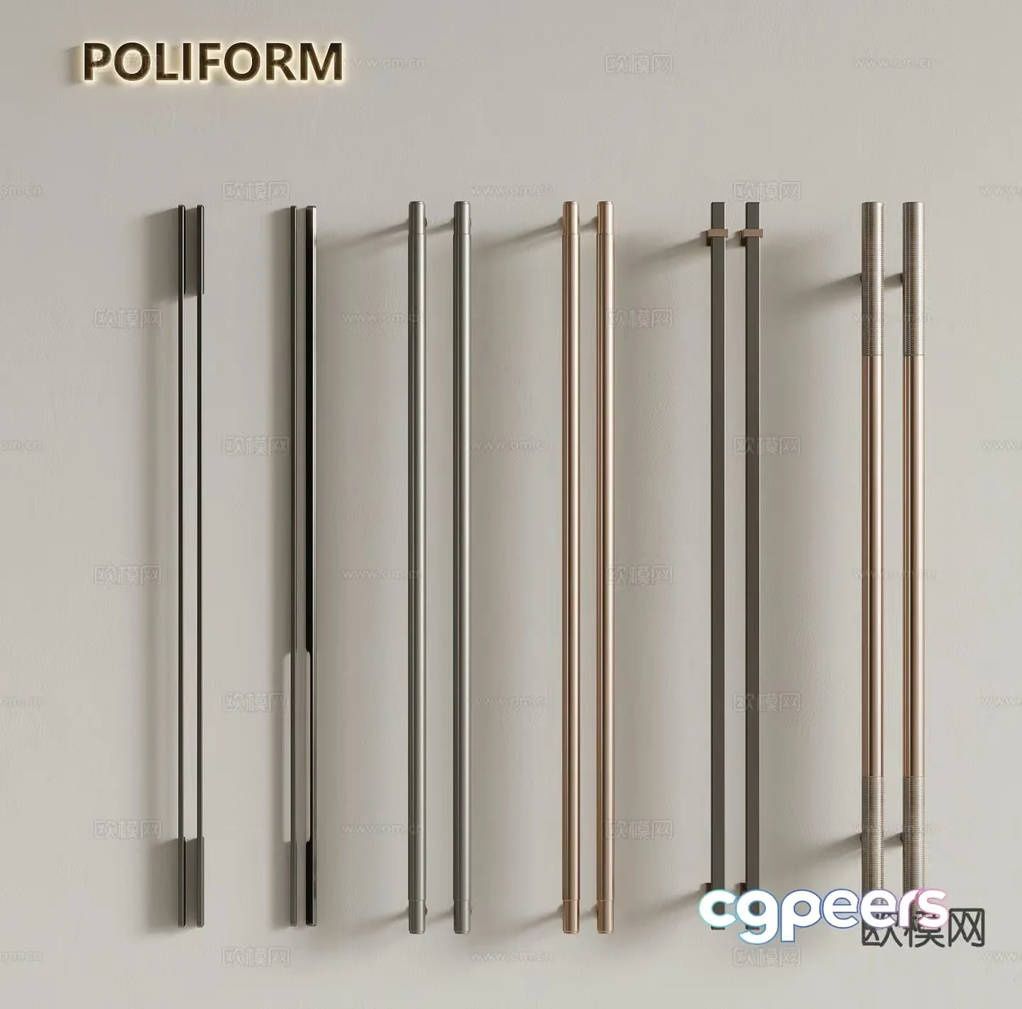 Metal Door Handles 3D Model – 16795 – VRAY Render