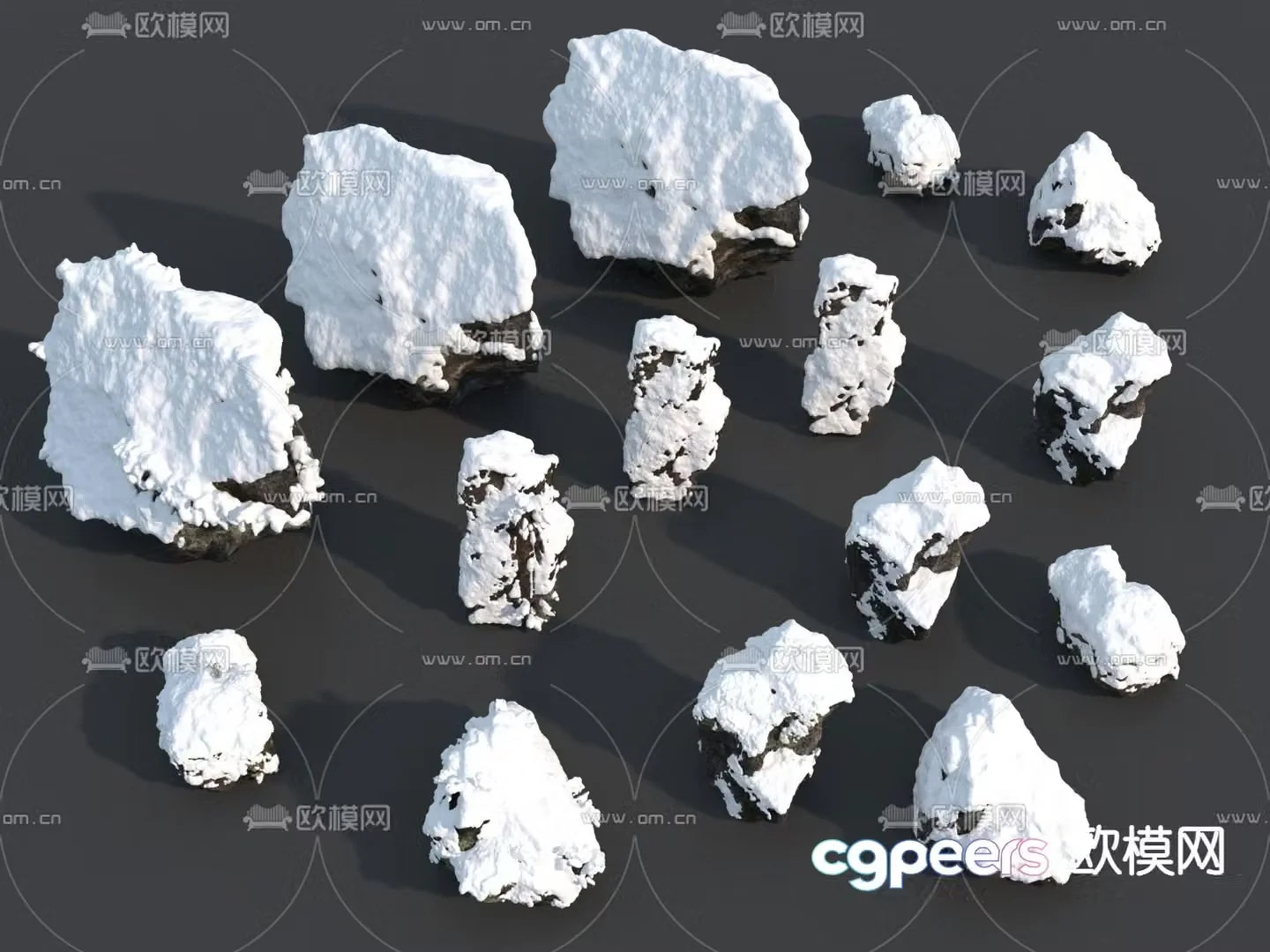 Snow Stones Landscape Stones Rocks 3d model
