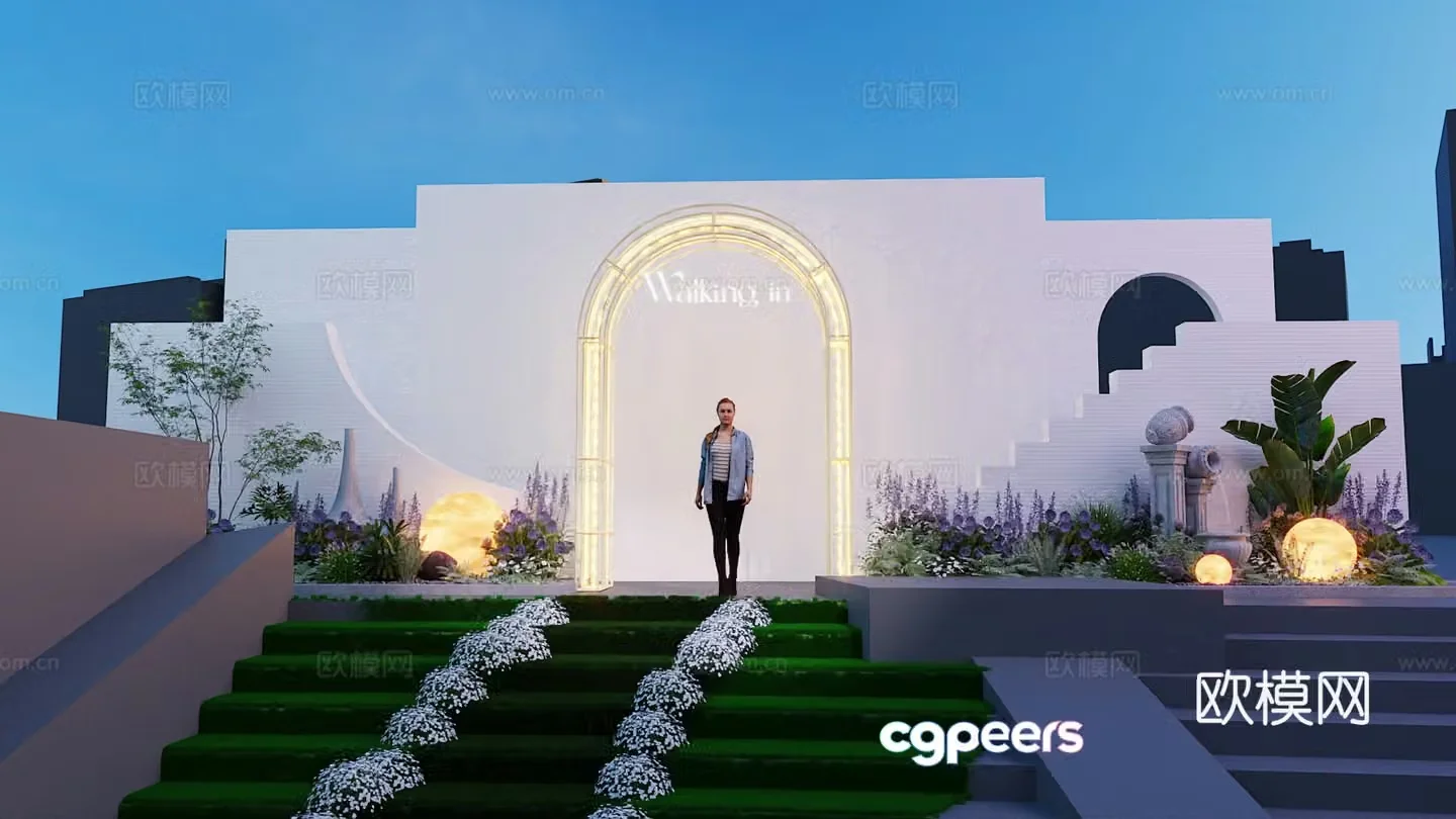 Spring catwalk stage entrance door head modeling device 3D model