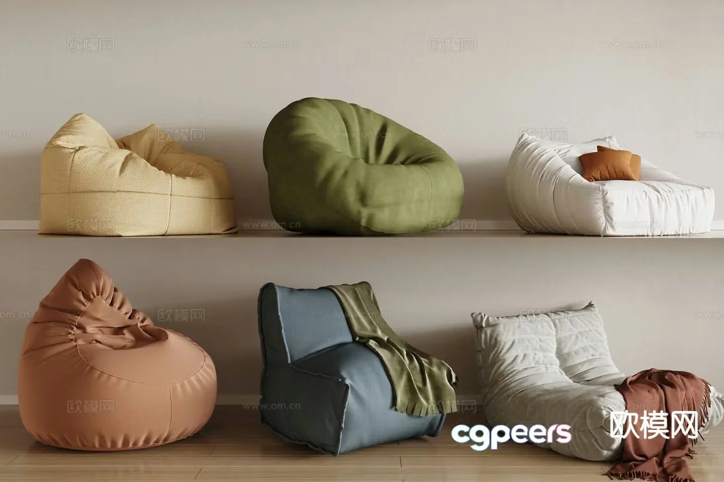 Beanbag caterpillar sofa 3d model