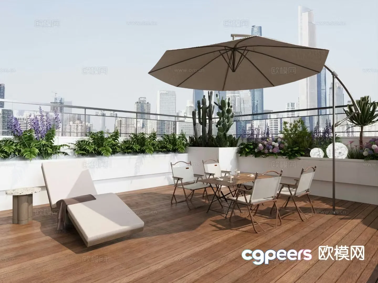 Modern penthouse balcony terrace 3d model