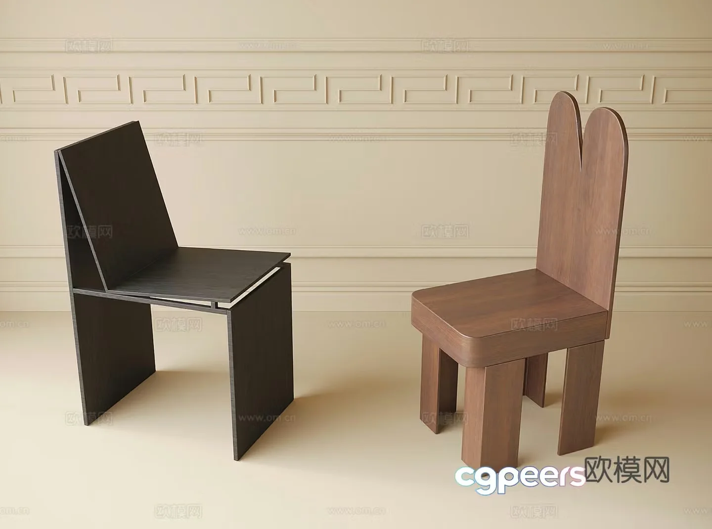 Medieval style single chair dressing chair tea chair 3D model