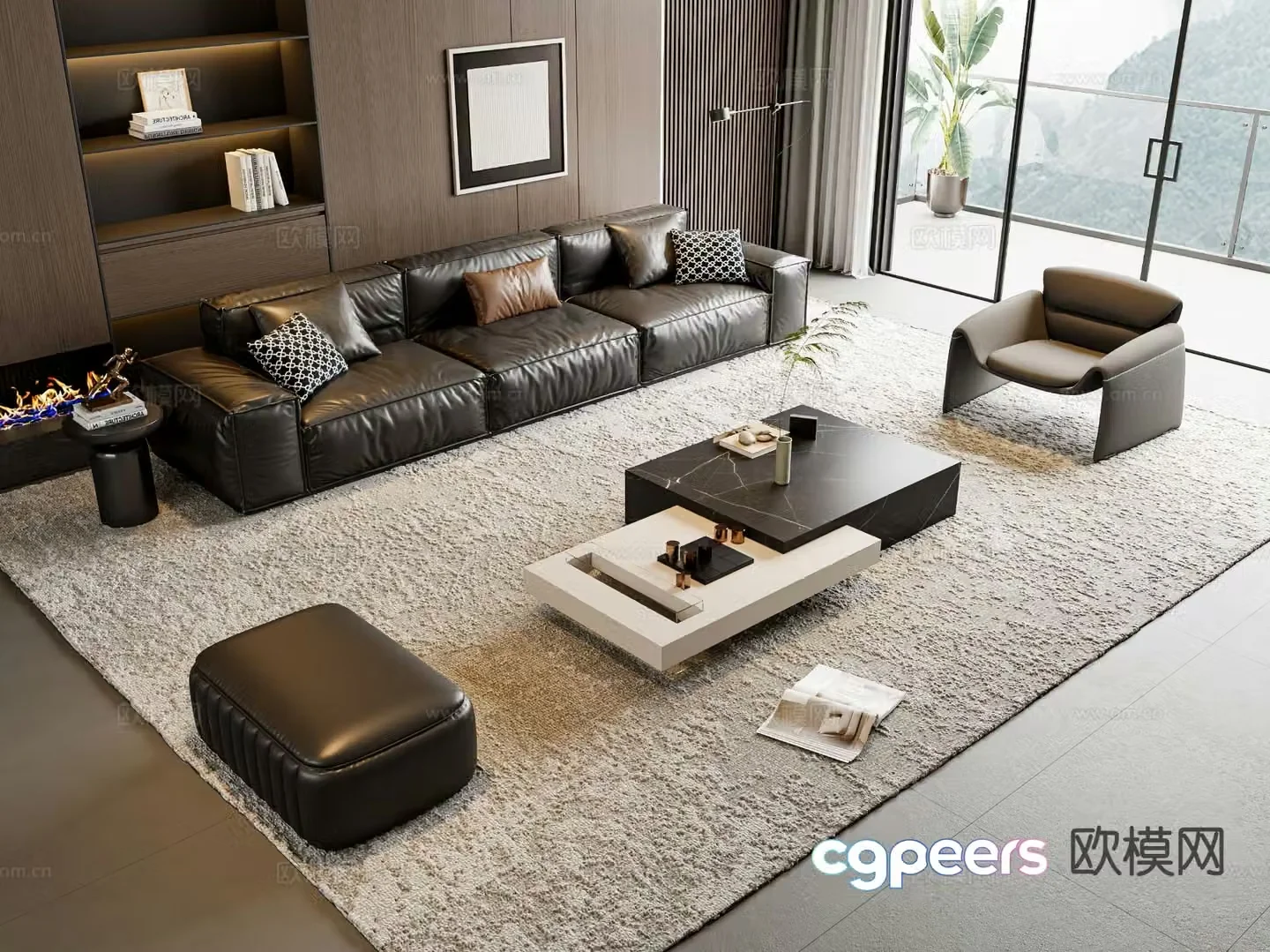 Modern sectional sofa 3d model
