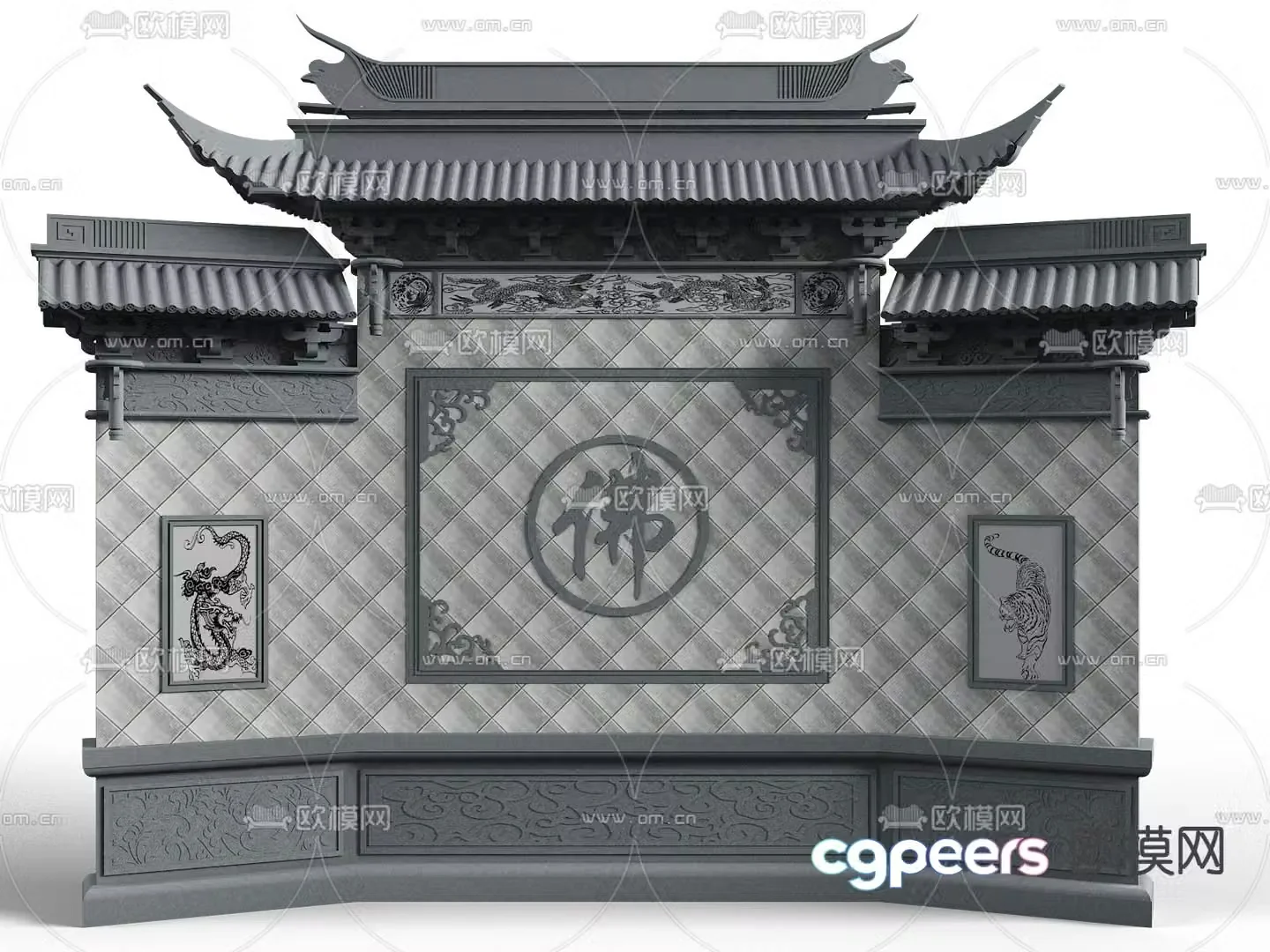 New Chinese style landscape archway sketch 3D model