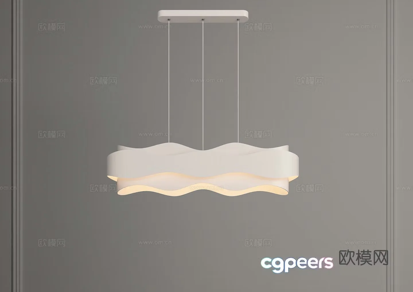 Cream-style chandelier long strip chandelier one-line chandelier restaurant chandelier art chandelier decorative chandelier 3d model