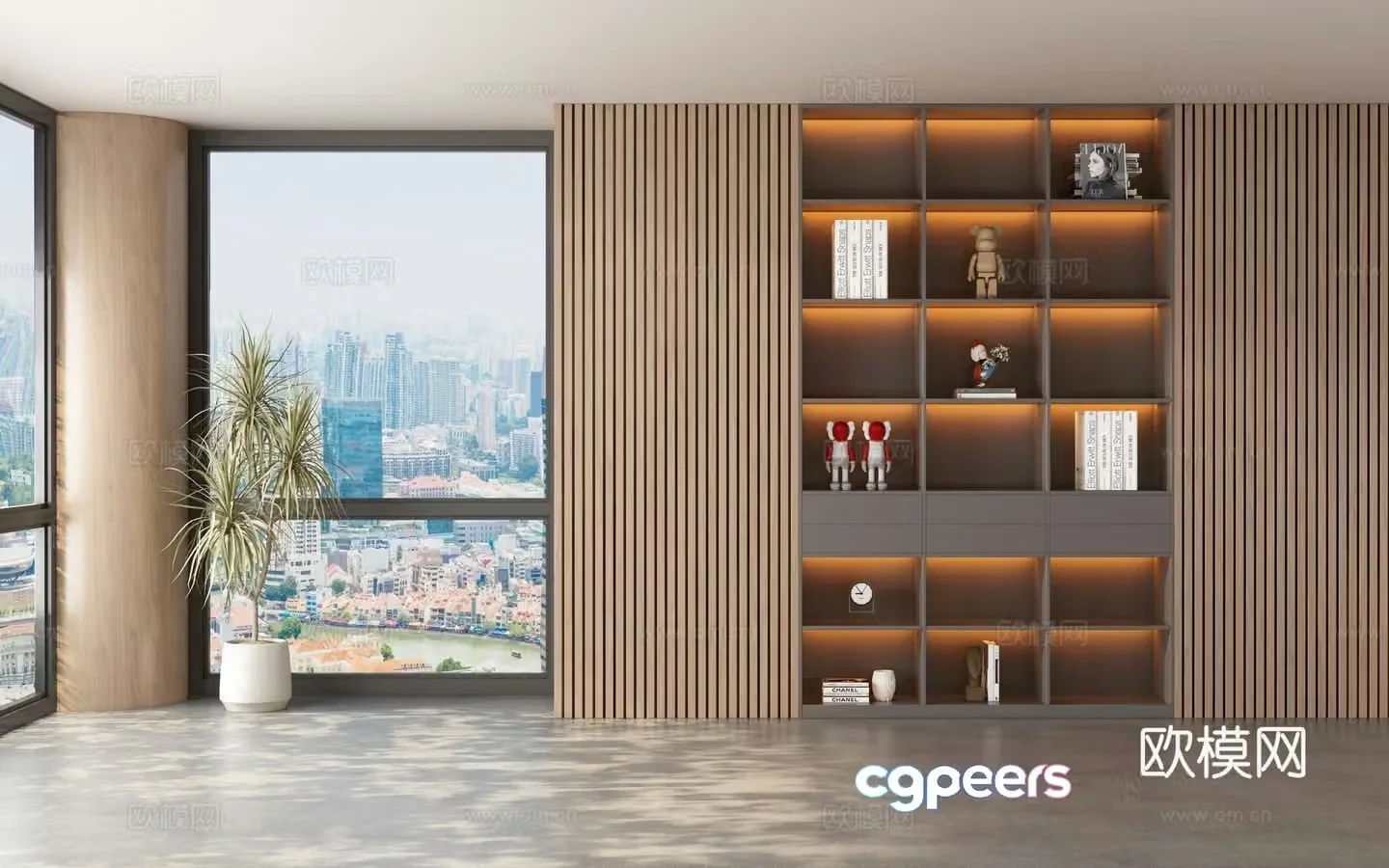 Modern bookcase display cabinet 3d model