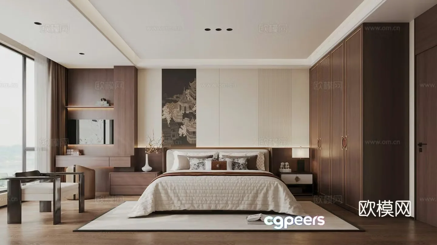 New Chinese bedroom 3D model