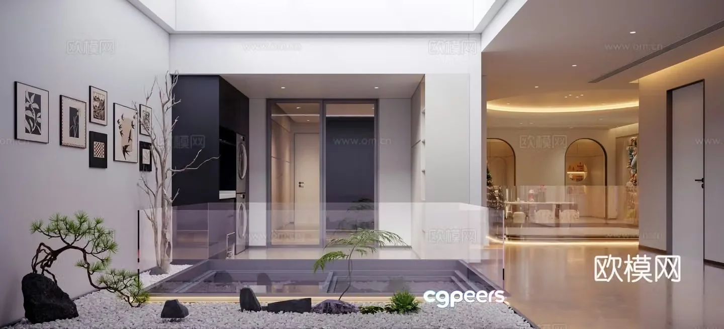 Modern indoor landscape 3D model