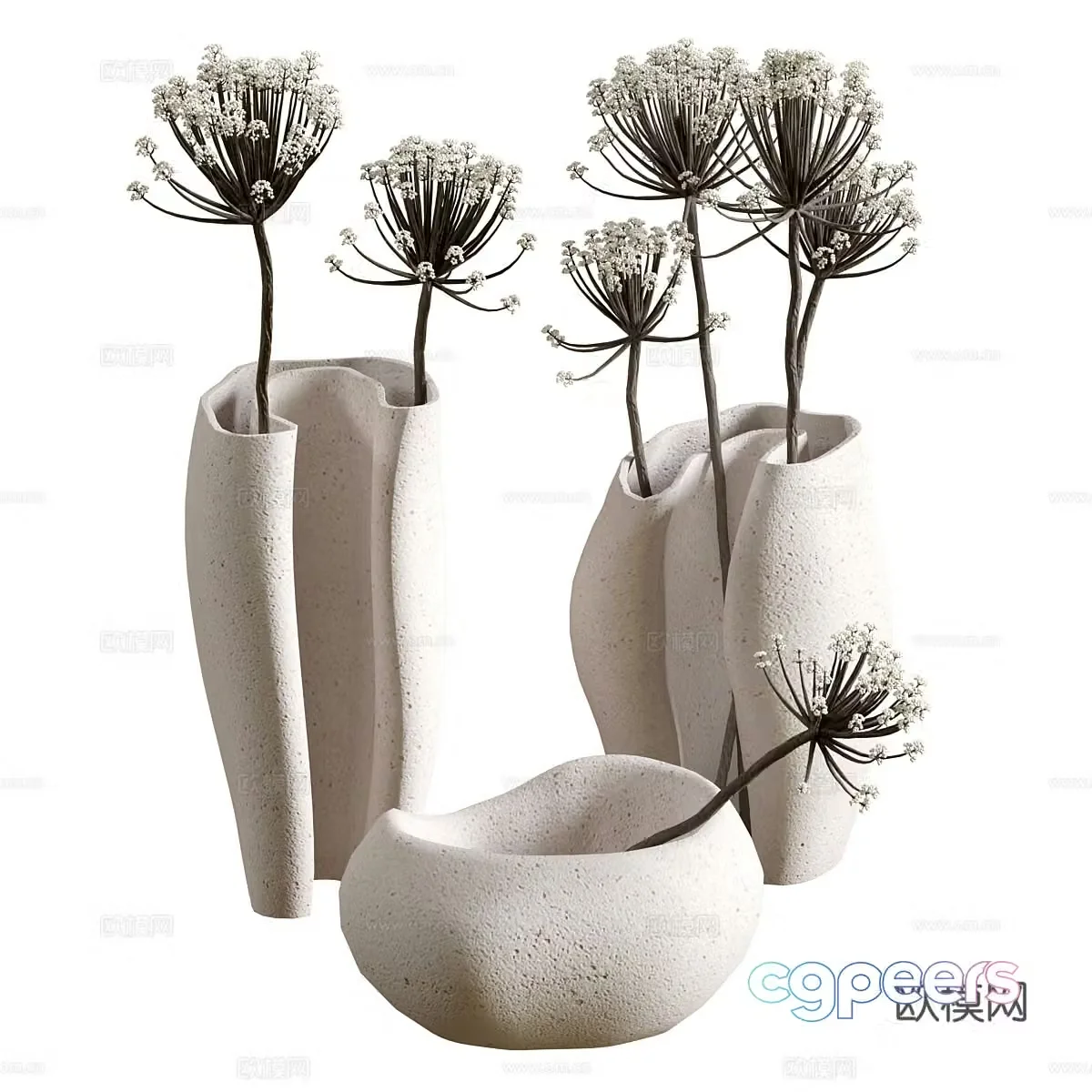 New Chinese style waive vase flower art 3D model