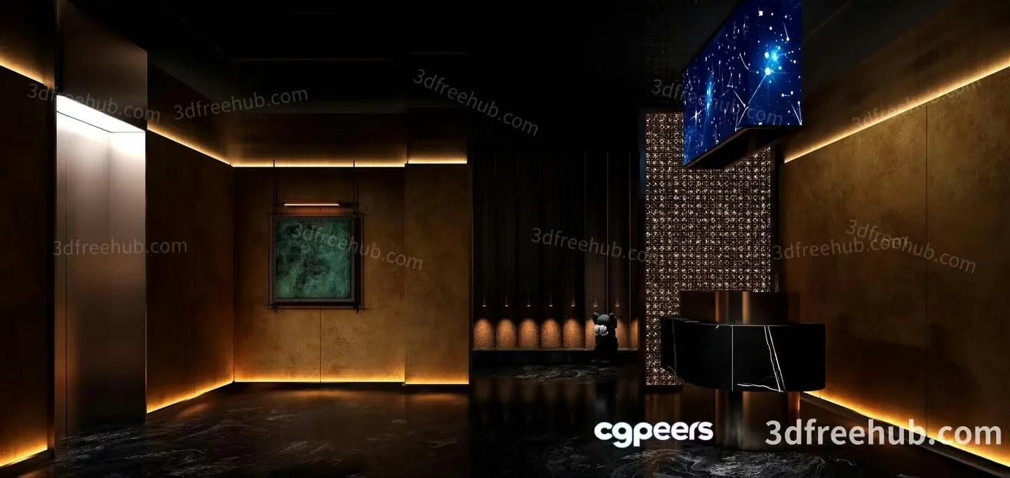 Modern Dark Room 3D Model – 22715 – VRAY Render