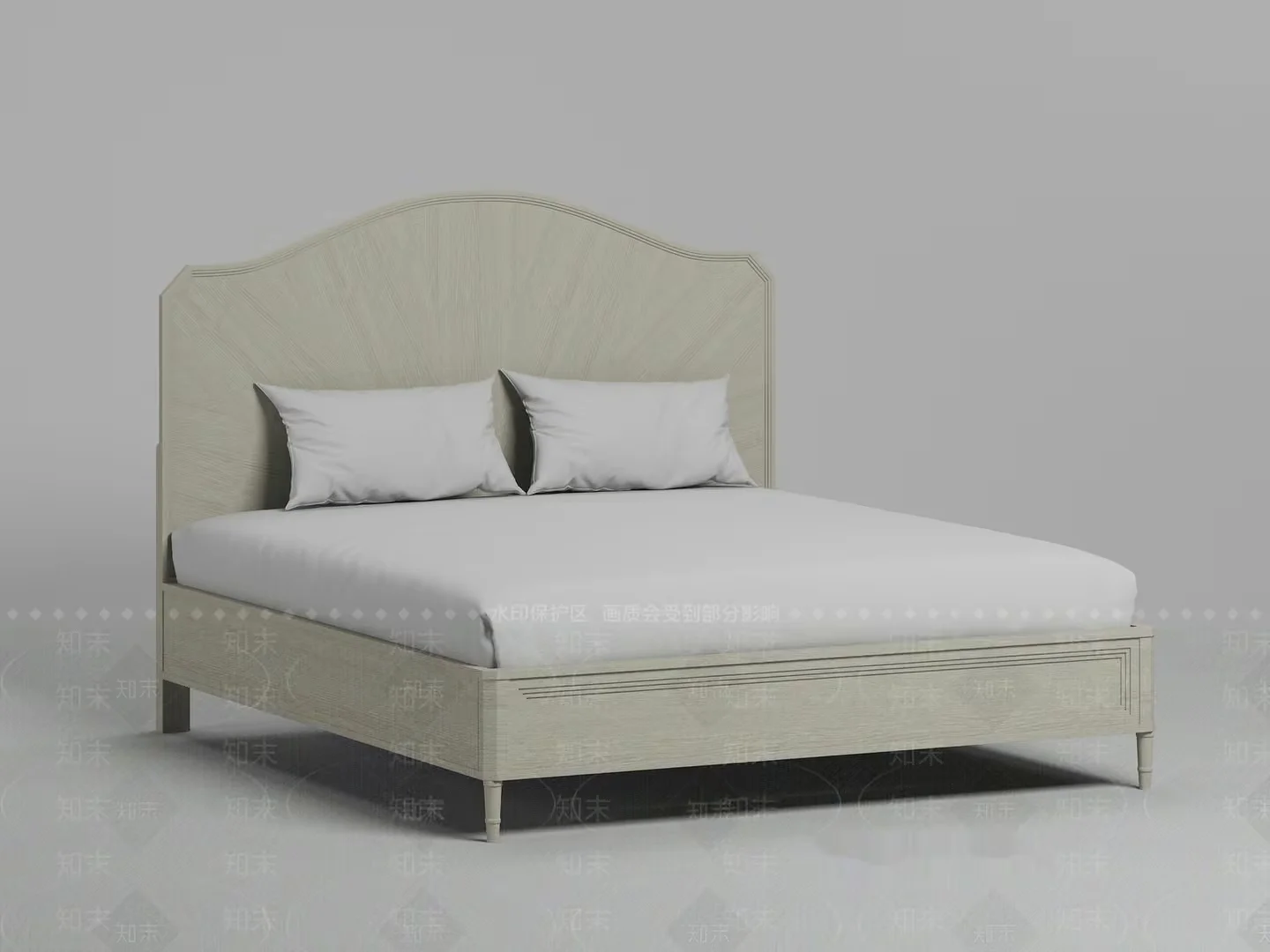 A Light-Colored Bed Frame 3D Model – 1317 – VRAY Render