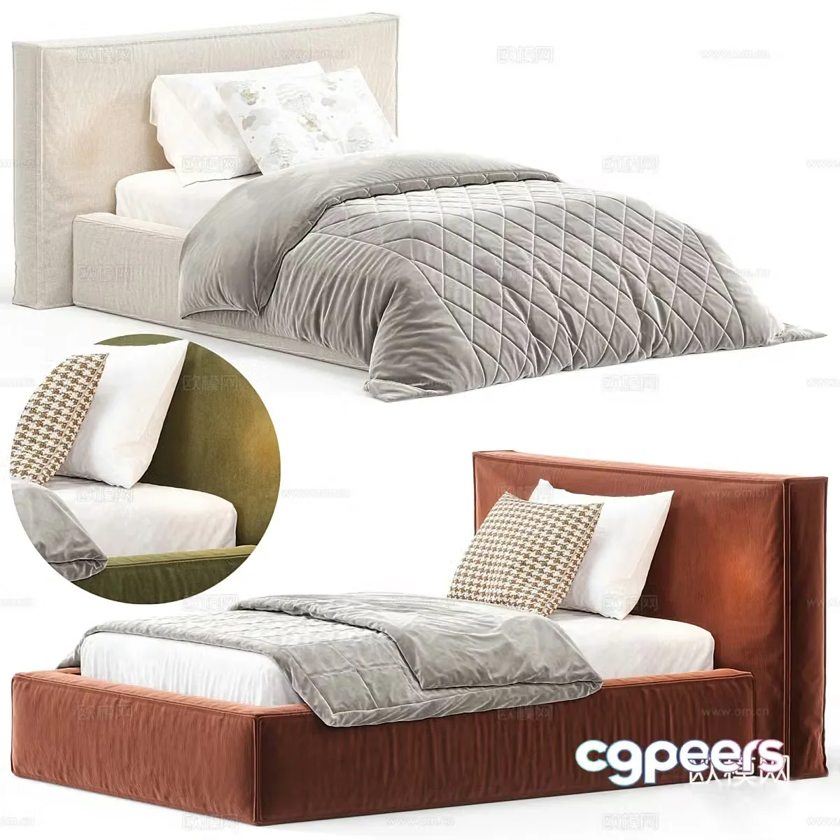 Background double bed 3d model