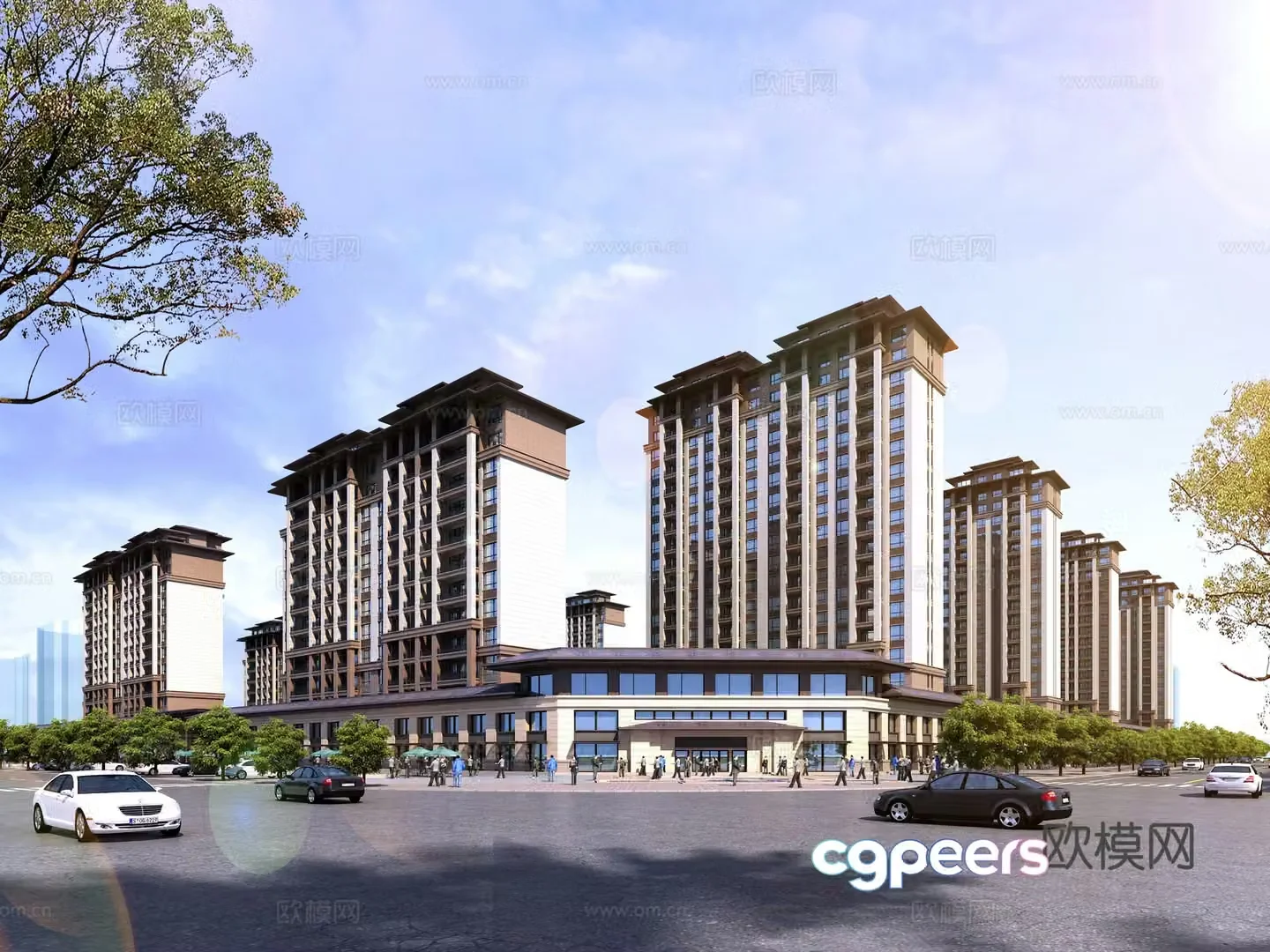 3D model of high-rise residential building exterior