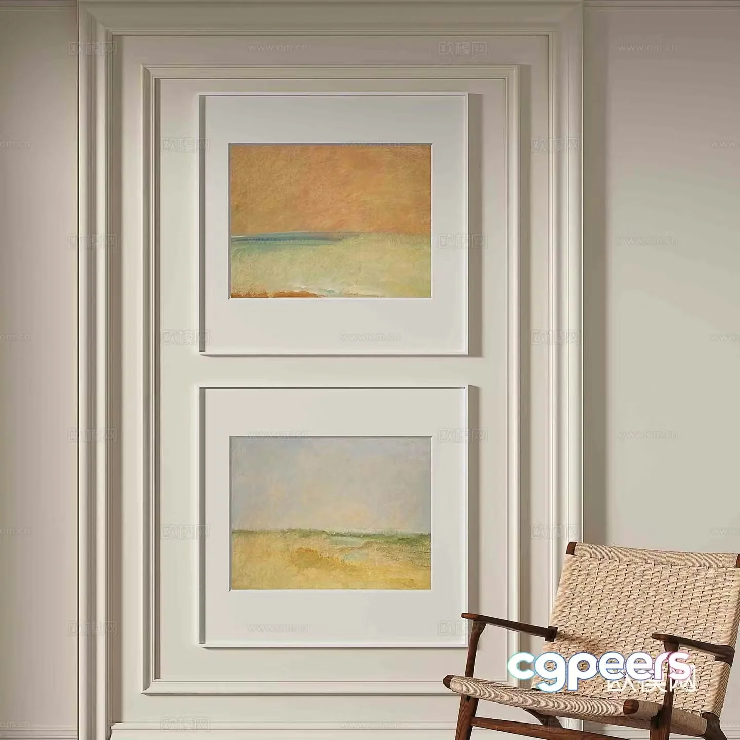 Simple European texture painting decorative painting hanging painting 3D model