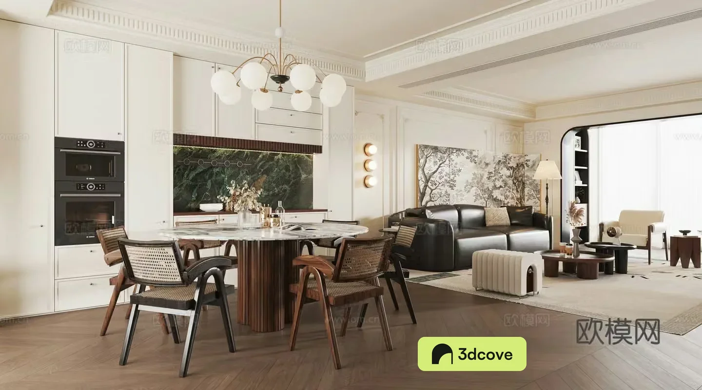 French living and dining room