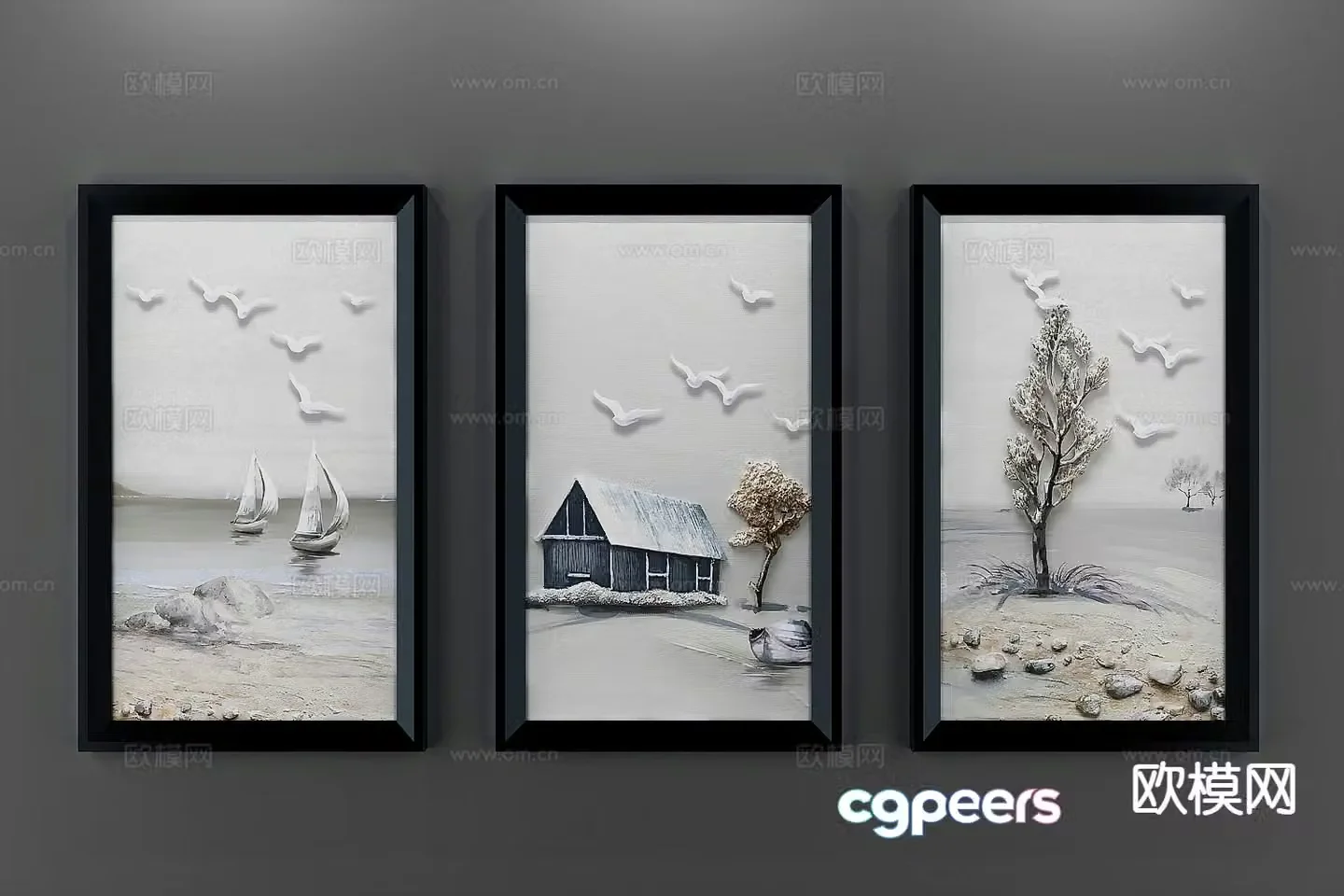 Nordic three-dimensional painting decorative painting oil painting 3d model
