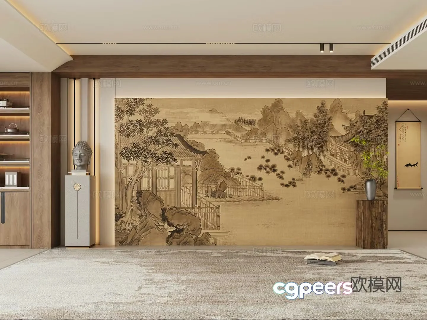 New Chinese sofa background wall 3d model