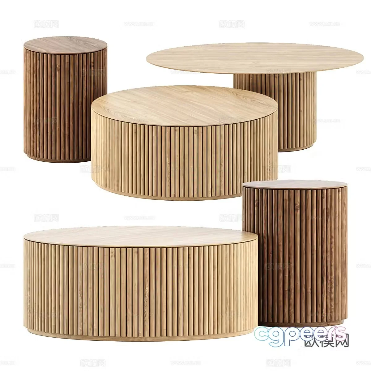 New Chinese solid wood round coffee table 3D model